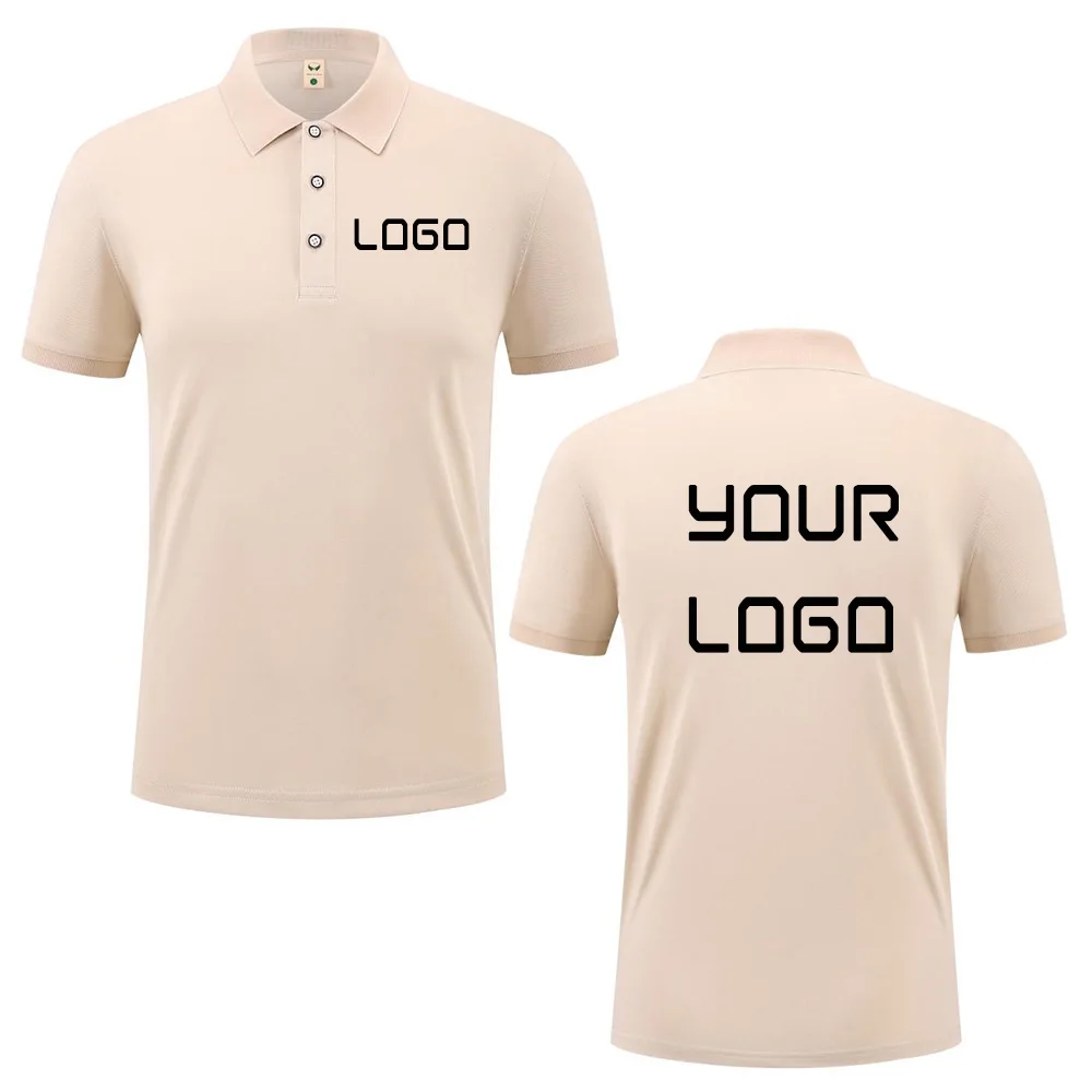 Summer casual polo shirt with custom logo print text image design, breathable workwear short sleeves, polo shirt for men women view 6