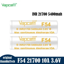 New Vapcell Original F54 INR 21700 5400mah 10A 3.6V Battery High Capacity Rechargeable 21700 Lithium Ion Cell For Battery Pack