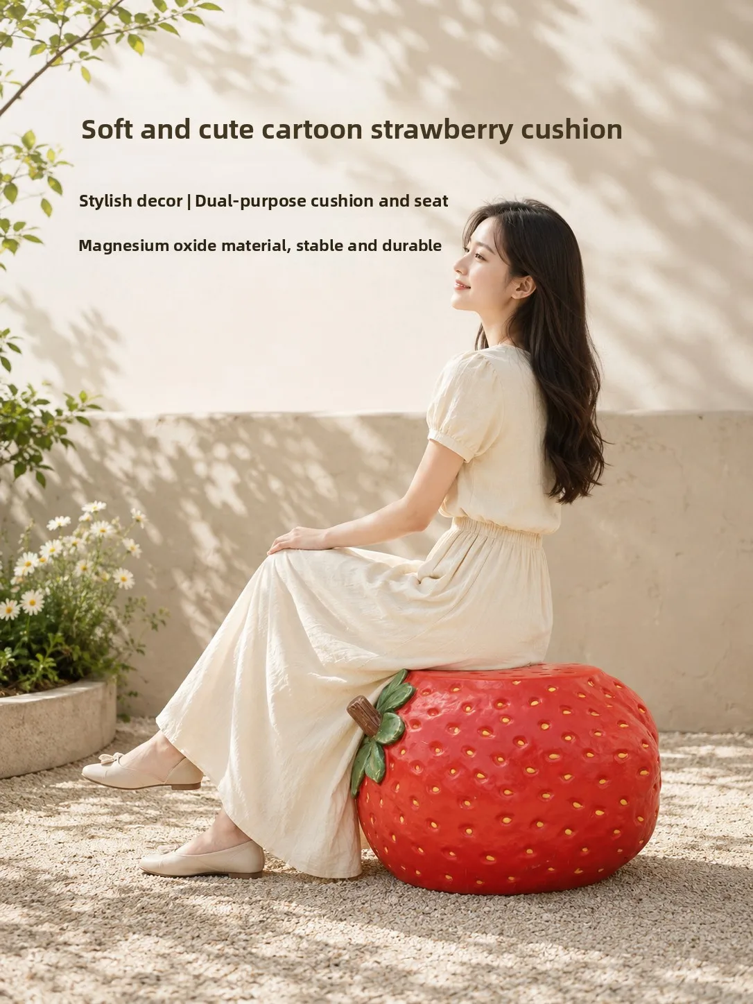

New Garden Fruit Bench Strawberry Pineapple Magnesium Oxide Plant Pot Tray Two-Purpose Balcony Courtyard Decoration Orna...