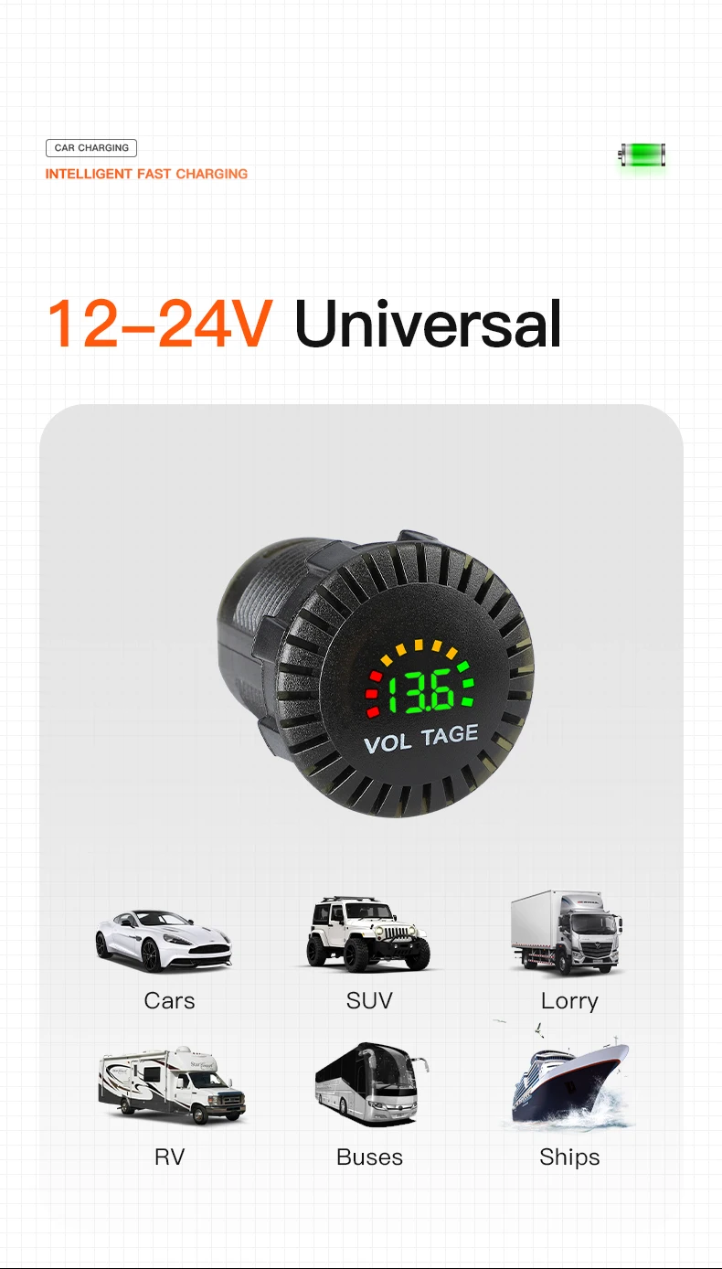 Waterproof Socket with LED Digital Voltmeter & Fuse Built-in for 12-24V Car Boat Marine UTV SUV RV Truck Vehicles 2022 Latest