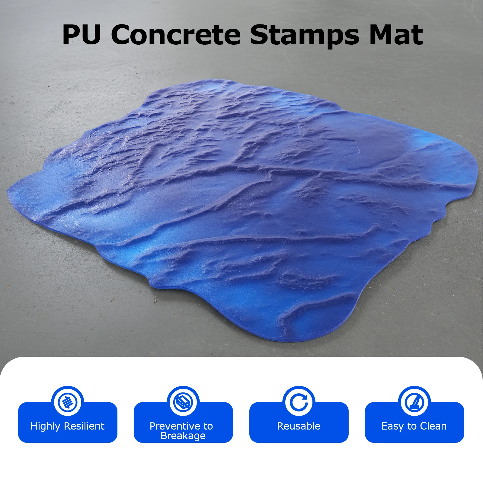 

Коврик для бесшовной штамповки бетона из полиуретана 36x36 дюймов, форма для создания бесшовной текстуры бетона с триммером для краев, для патио, подъездных дорожек, бассейнов, террас