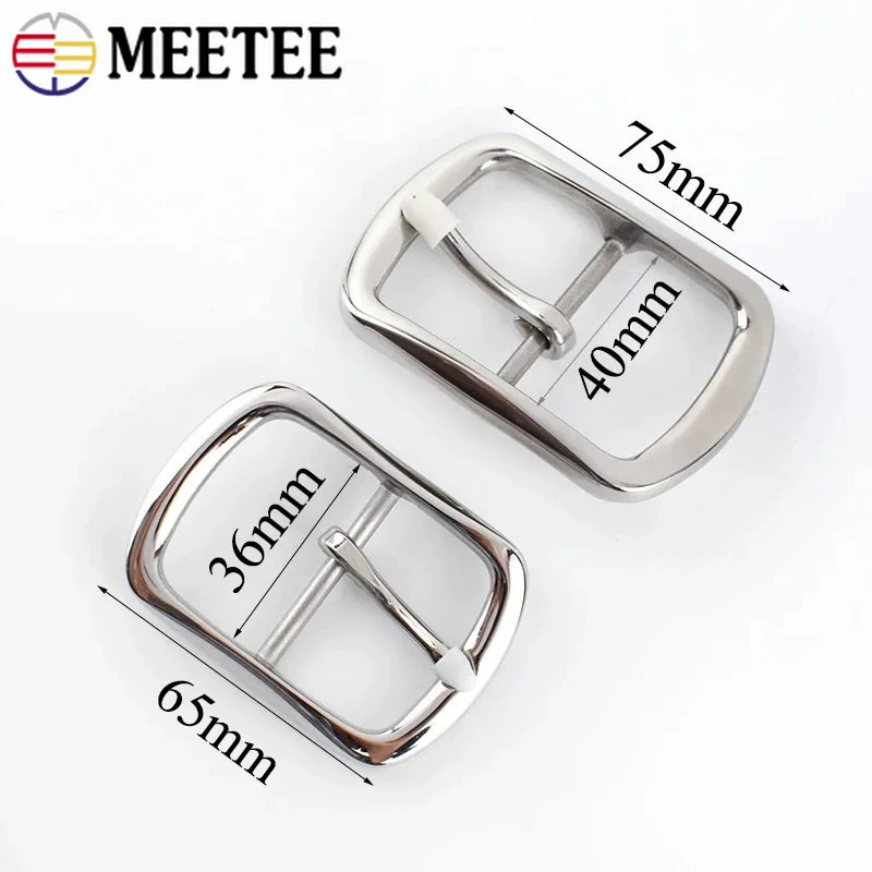 1Pc Meetee 35/40mm Stainless Steel Belts Buckles Metal Pin Belt Buckle for DIY Leather Craft Men Jeans Garment Accessories