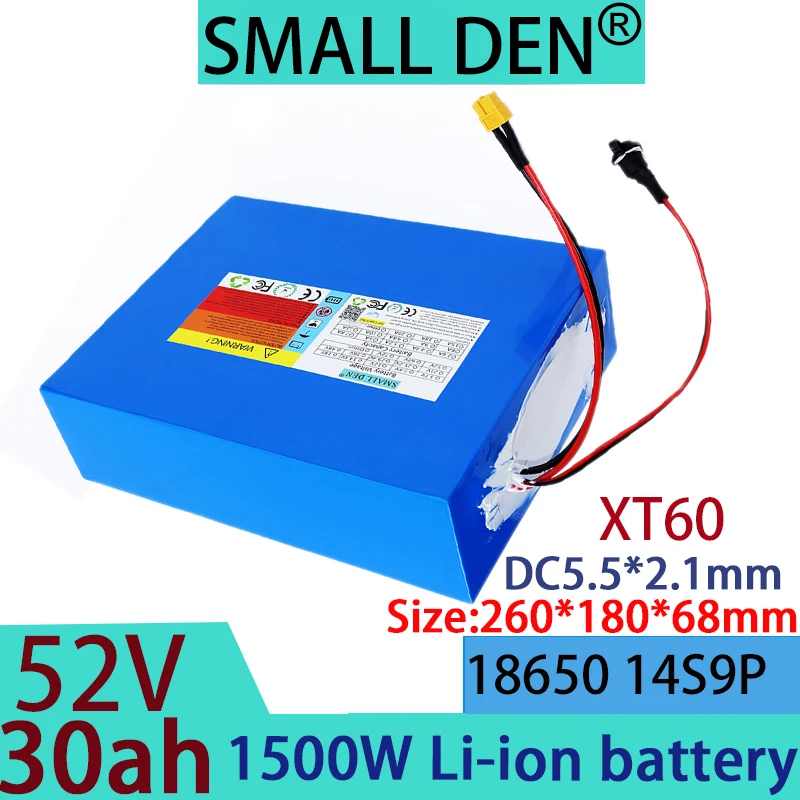 new 52V 30ah 18650 brand new original 500-1500W large capacity lithium battery, suitable for most cars+58.8v 2A 3A 5A charger