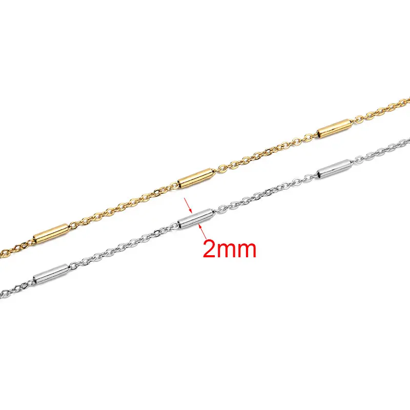 2meters Stainless Steel Necklace Chains Bulk Lot Metal Ball Bead Box Cuban Chains for Diy Bracelet Jewelry Making Accessories