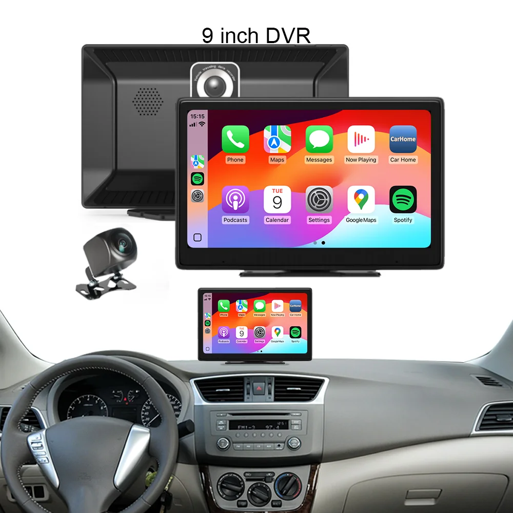 9 Inch Carplay Touch Screen Portable IPS 4K Touch Navigation Wireless Android Auto DVD Player 9 Inch Car Play Screen Universal
