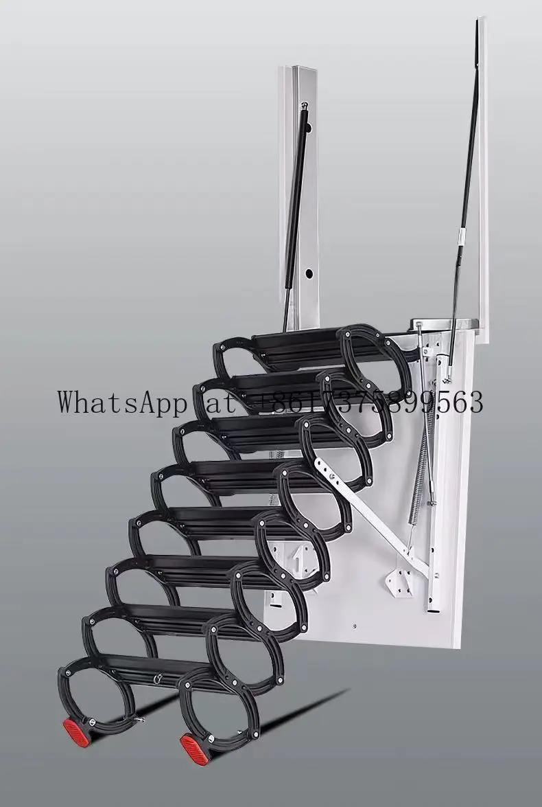 Home Retractable Staircase Side Mounted Telescopic Stairs Hidden Attic Interior Space Saving Ladder