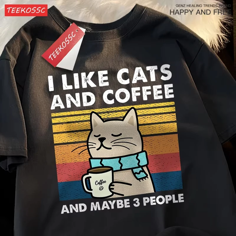 Ich mag Katzen und Kaffee Männer Frauen Hoodie T-Shirt Kleidung Hip Hop Lockerer Hoodie Mode Hoodie Streetwear Paar Kleidung – Detail 14