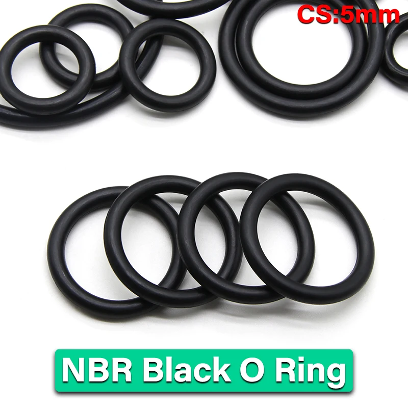 

10pcs NBR O Ring Nitrile Rubber Gasket Thickness CS 5mm OD 15~170mm Black Round O Type Corrosion Oil Resist Sealing Washer