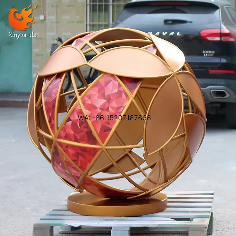 Wmwmnu Custom Large Stainless Steel Ball Sculpture Painted Hollow Round Sphere Modern Outdoor Abstract Waterscape Decoration