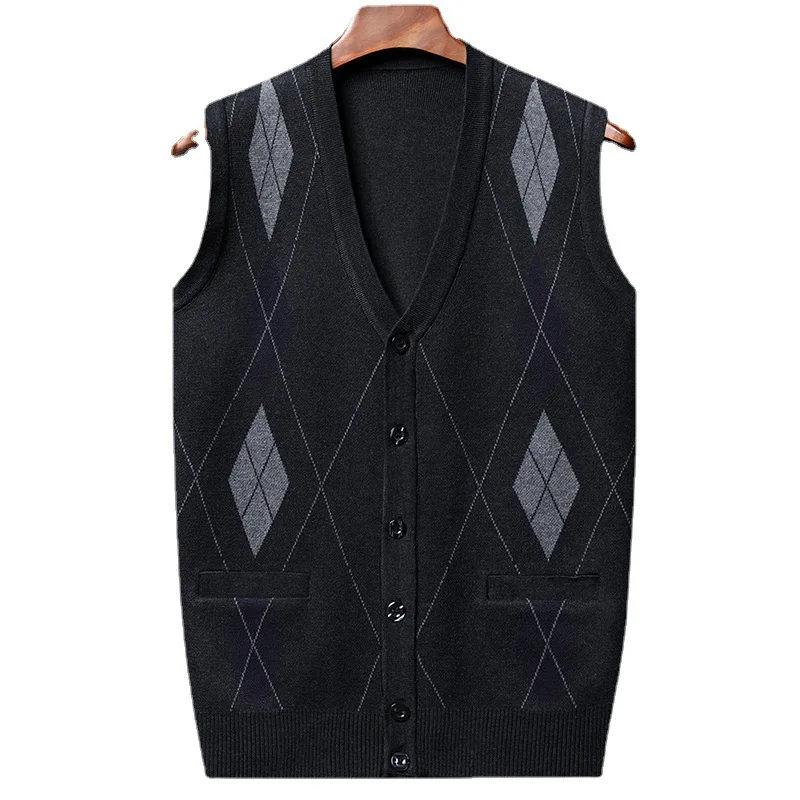 

Business Casual Outer Wear Warm Sleeveless New Men's Cardigan Casual Knitted Sweater Vest Sleeveless Outer Wear Tops