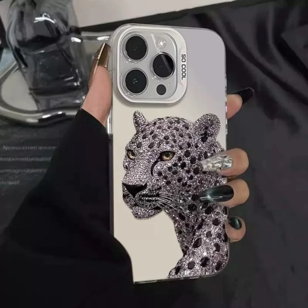 Personality Leopard Pattern Phone Case For iPhone 12 13 Mini 11 14 15 16 17 Pro XS Max 8 7 Plus Air X XR Colorful Silver Cover