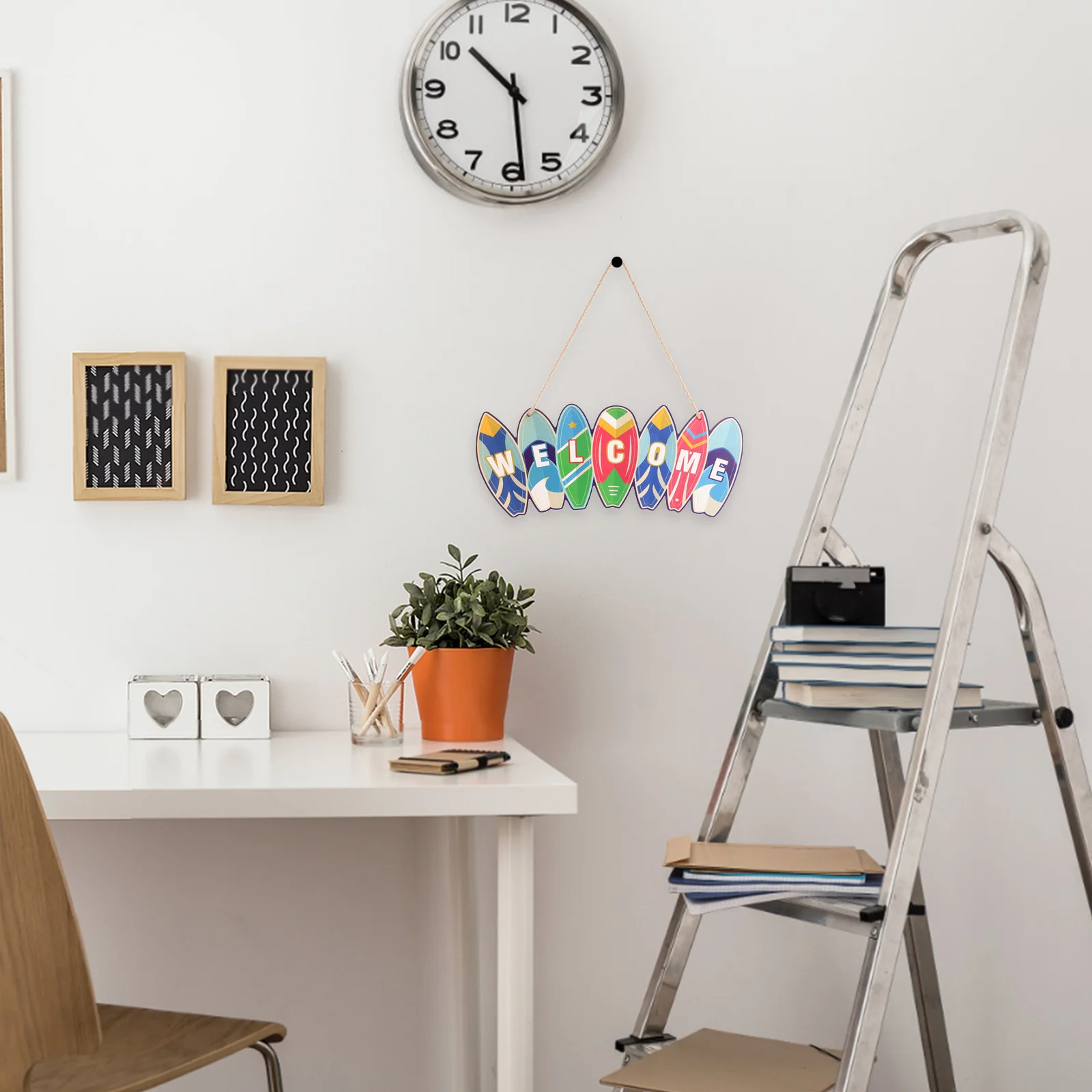 

Summer Beach Wooden Surfboard Wall Hanging Sign Unique Coastal Home Decor Tropical Party Decoration Surfboard Wall Hanging Sign