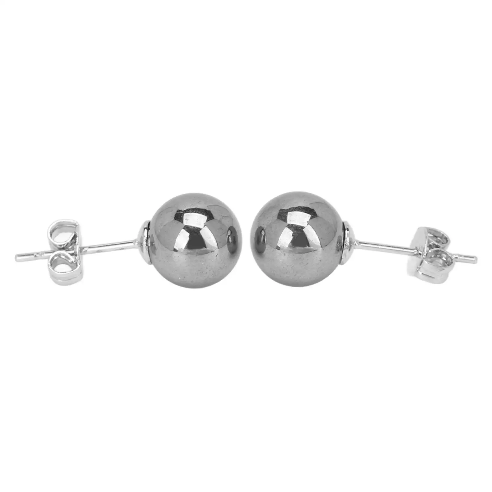 8mm Terahertz Stone Small Ball Earrings - Stylish Ear Studs with Plugs for holiday Parties & Events