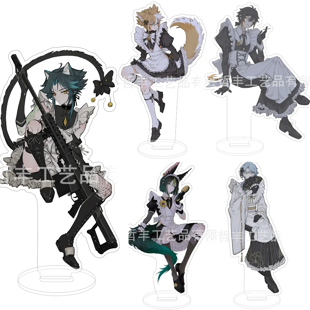 Anime Yuan Shen Impact Cafe Maid Niedliche Stand Cosplay Figur Tartaglia Kazuha Xiao Barbara Acryl Modell Platte Schreibtisch Dekor Stehend