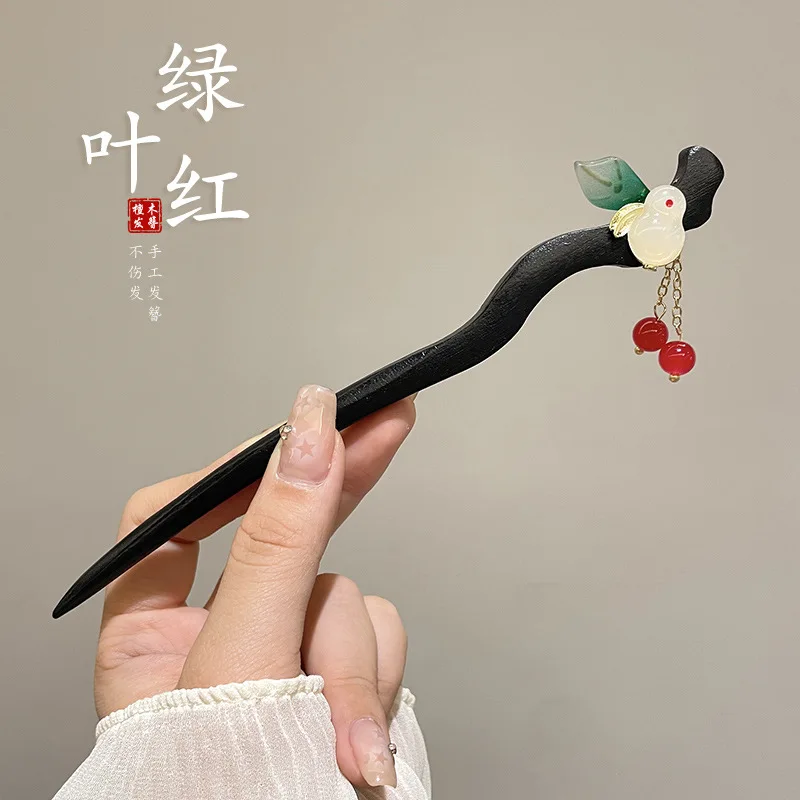 2pcs Classic Chinese Hair Stick Pins for Girls Flower Handmade Wooden Hairpin chinese stick Charm Jewelry Hair Accessories