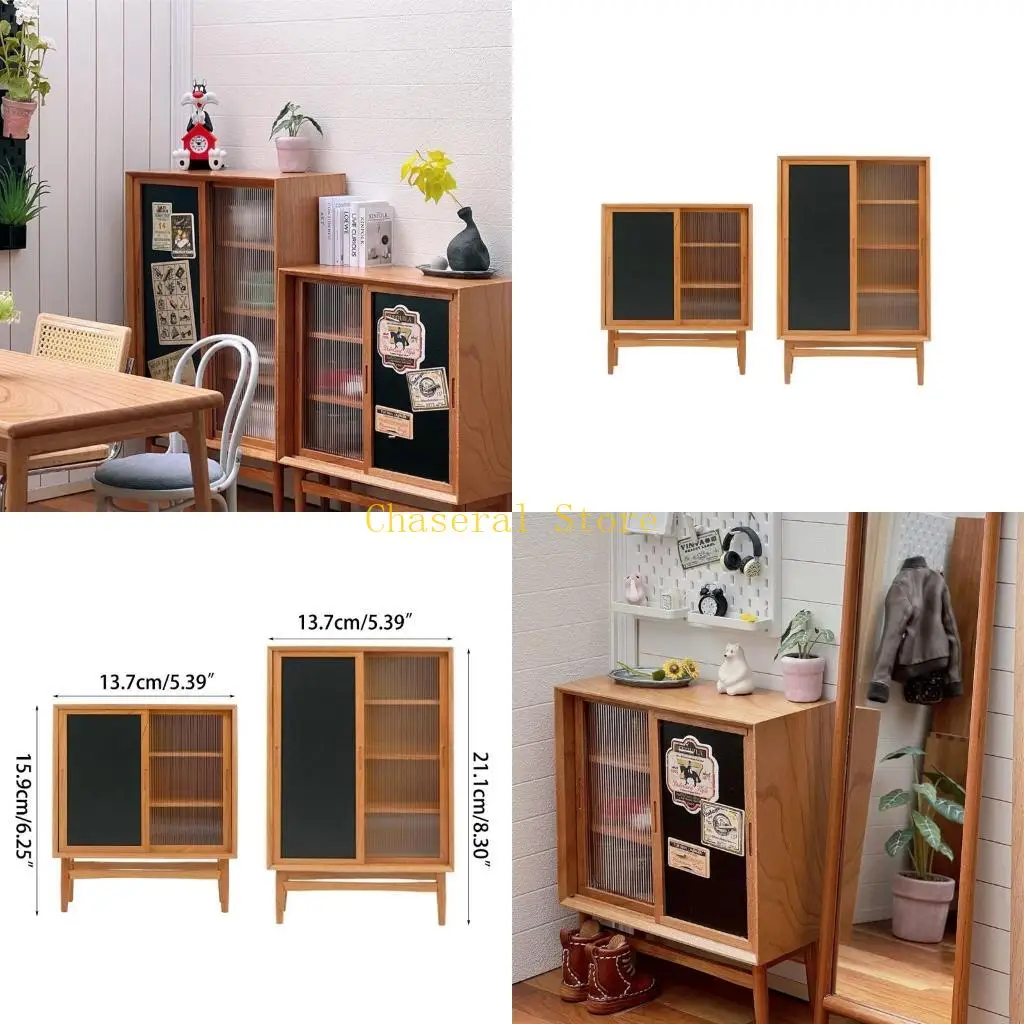E7CE Armadietto da soggiorno per casa delle bambole Armadietto per mobili in miniatura Accessori artigianali