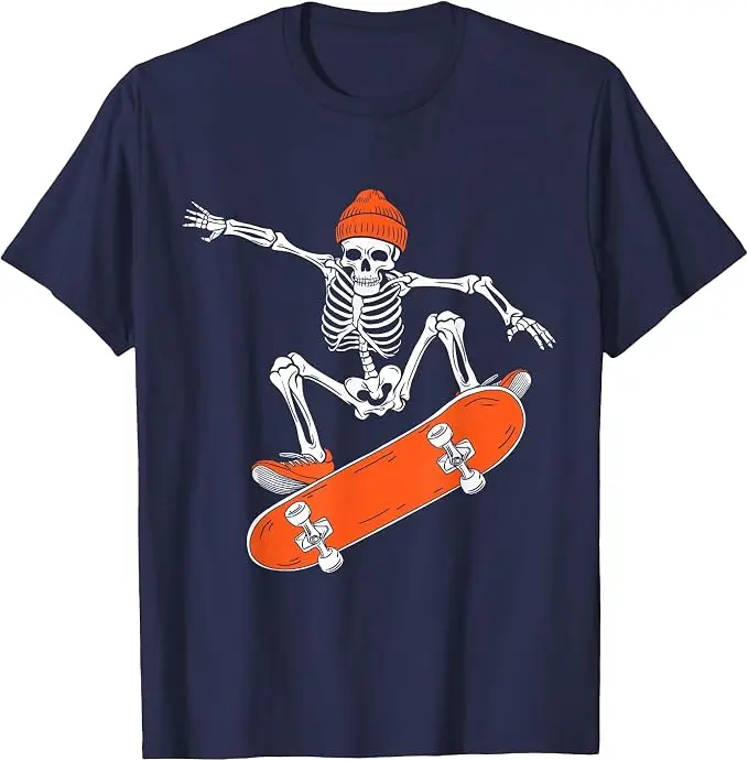 Skateboard-Skelett auf Skateboard Halloween Skater T-Shirt Y2k Skateboarder Grafik-Bekleidung Outdoor-Kleidung Mode-T-Shirt – Detail 13