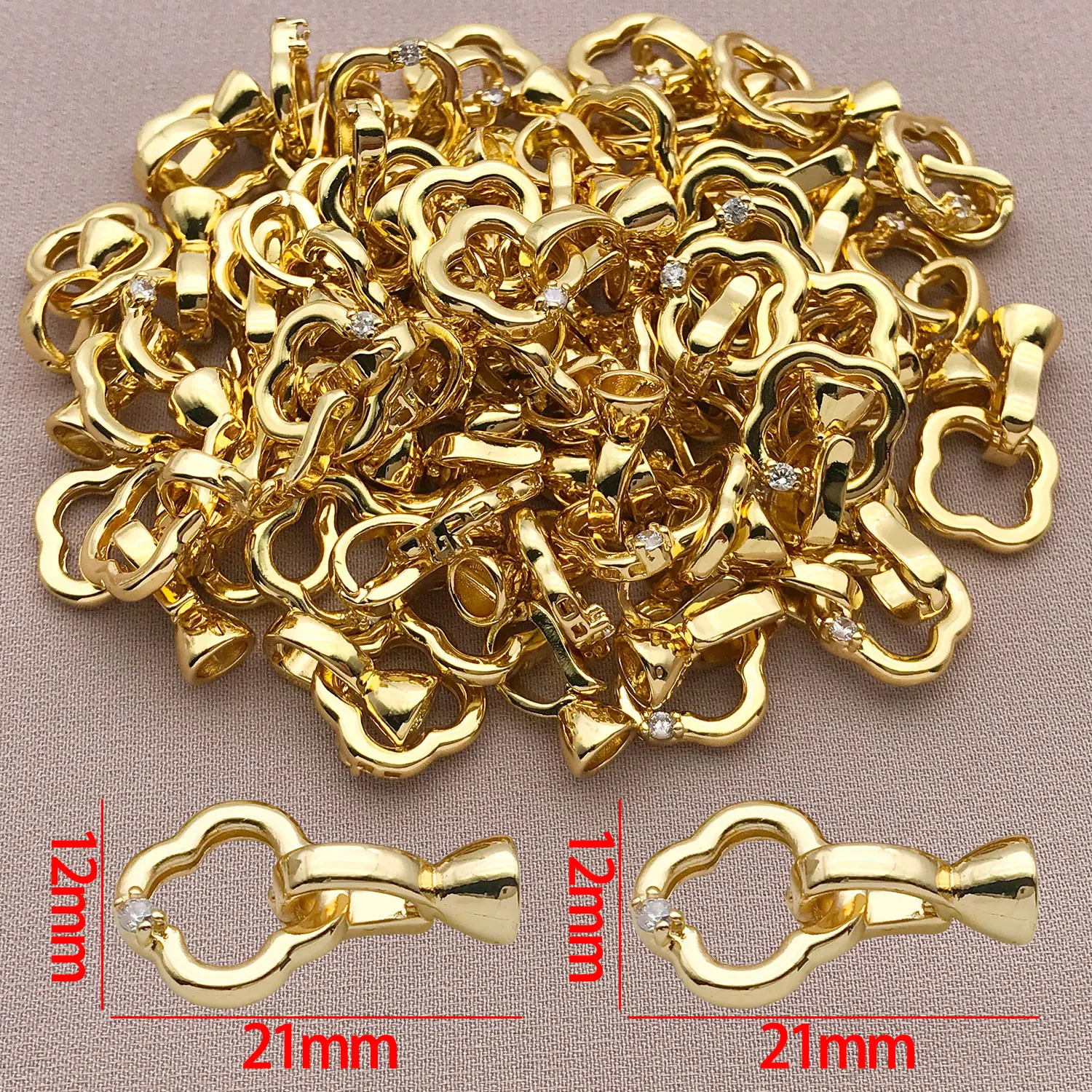 3/5pcs 18K Copper Plated Golden Clover Connecting Buckle, DIY Accessories