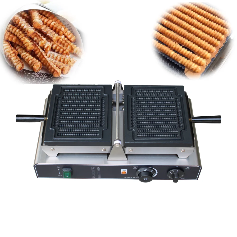 Commercial electric non-stick pan Flip screw pattern crisp waffle furnace French fries waffle rolly maker stick snack machine