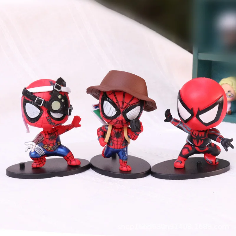 Anime Hand-made New Q Version 3 Spider-Man Creative with Hat Back Bag with Base Egg Twister Doll Ornaments Doll. view 2