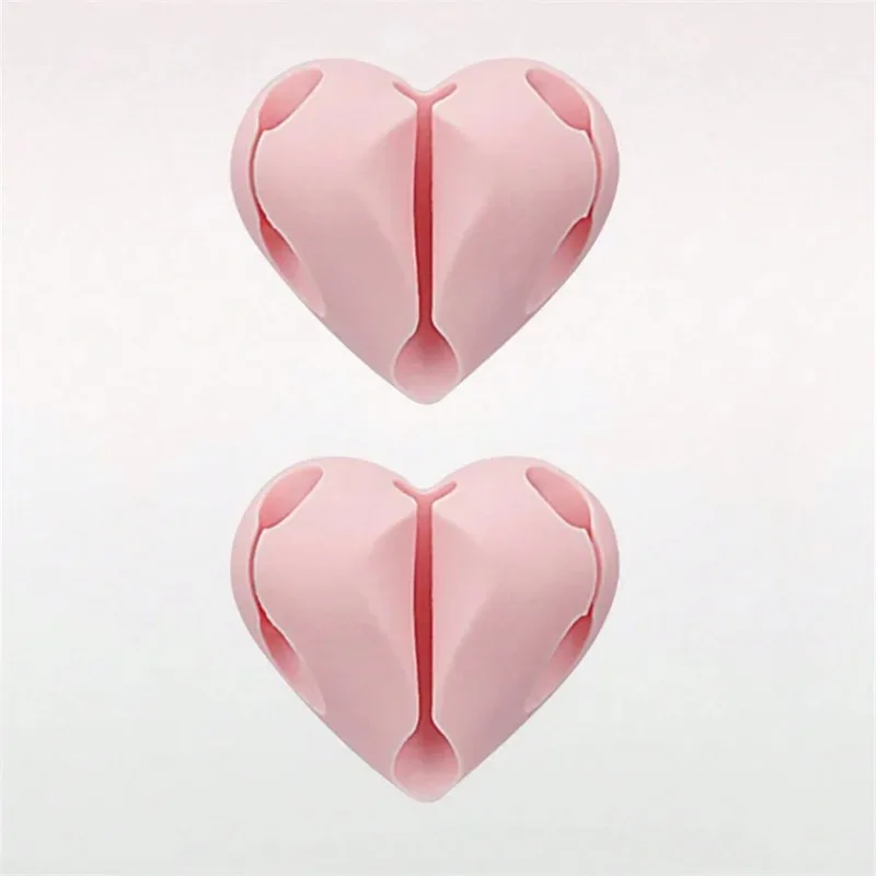 2/4pcs Heart-Shaped Mini Cable Winder Organizer USB Charging Cable Clips Desk Tidy Organiser Holder Protectors Home Office Car