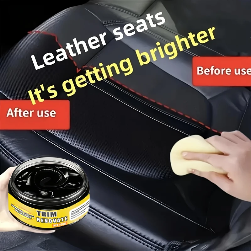 1 Piece 100g Car Repair Kit: Black Interior Wax, Dashboard, Plastic, Tire, Imitation Leather Seat Care Cream, External Plastic Renovation Cream - Comprehensively Rejuvenated Car Interior, Long-Lasting Coverage, Anti-Cracking and Anti-Aging Maintenance Cream