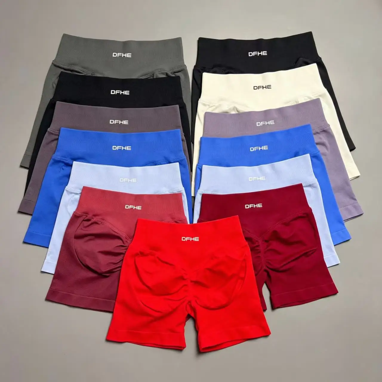 DFHE Scrunch Butt Lift Shorts, Elastic High Waist Squat Proof Yoga Running Sports Shorts