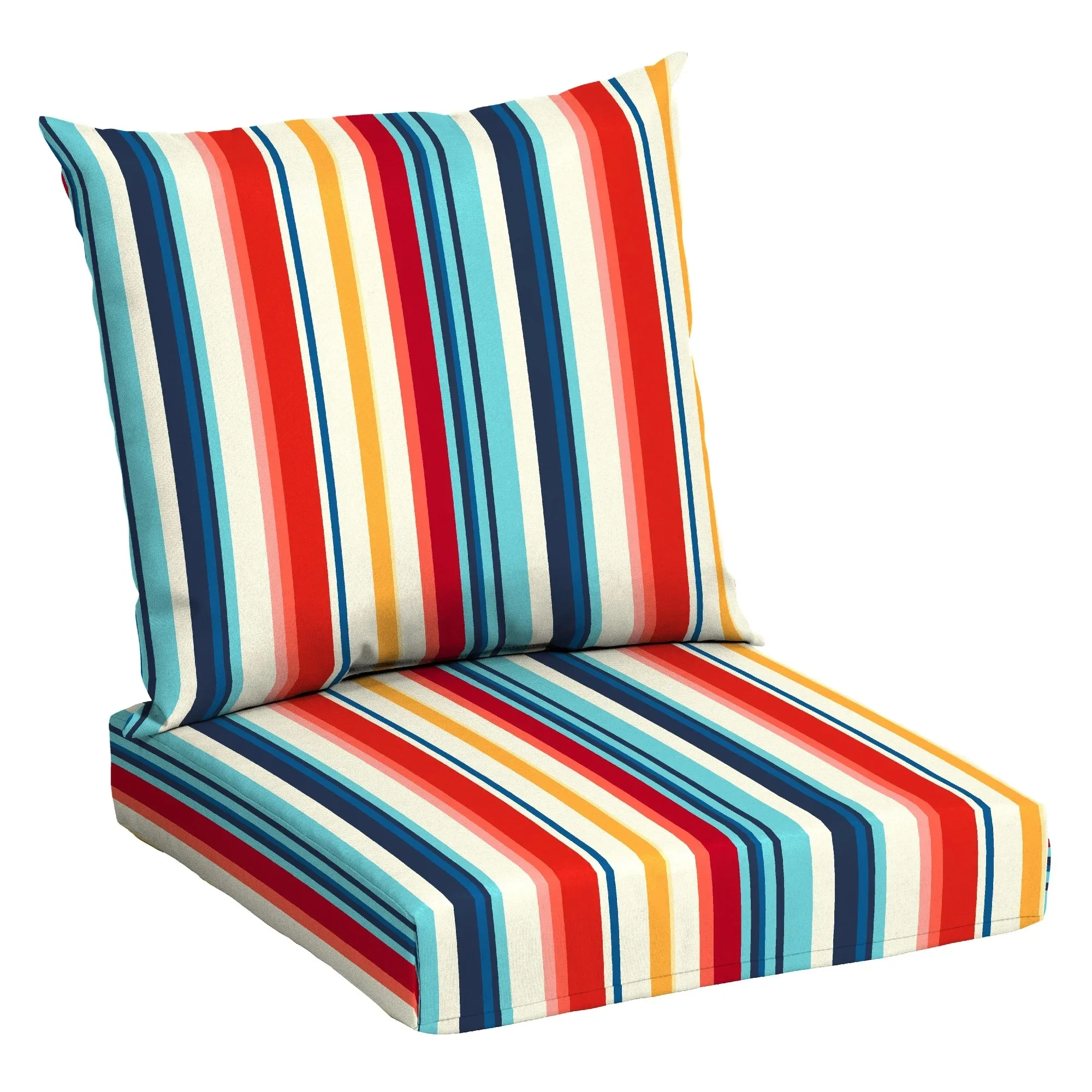 45" C x 22,75" L Modern Multi Stripe Retângulo Almofada de assento profundo de 2 peças para exterior