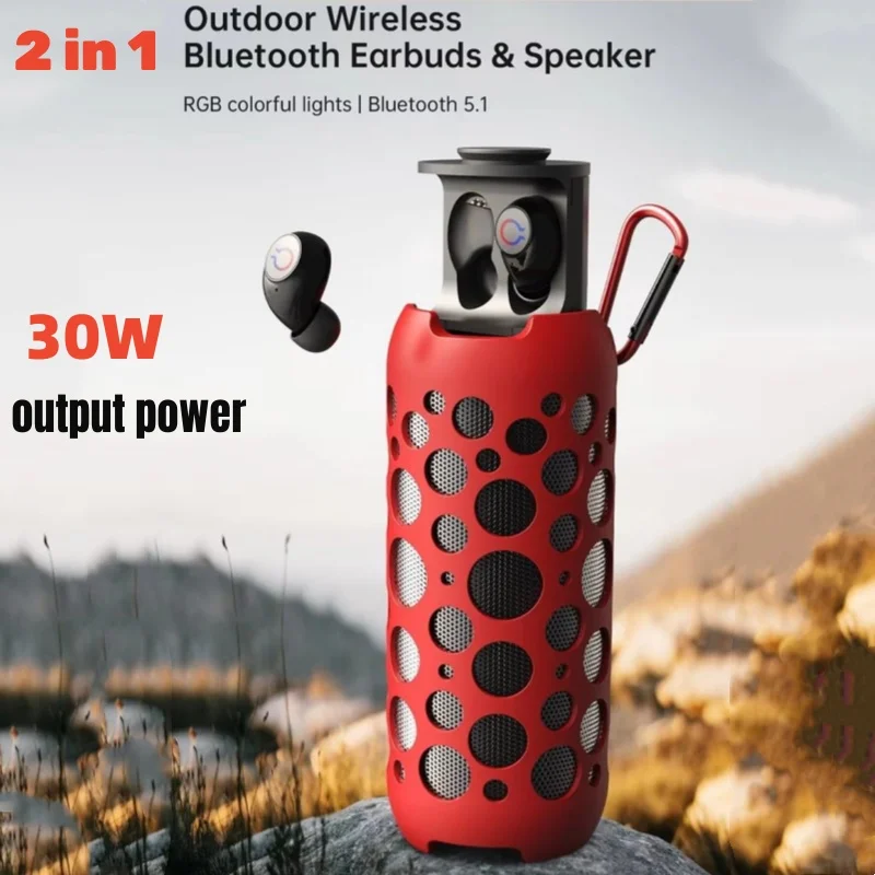 Портативные Bluetooth-наушники 2 в 1, Bluetooth-динамики для мобильных наушников, уличный сабвуфер с тяжелыми басами, звуковая колонка для кемпинга