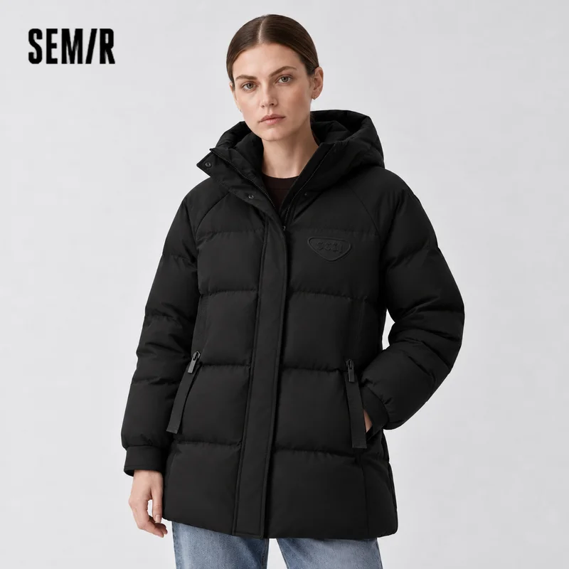 Semir Women Down Jacket 90 Percent Down Fill Mid Length Urban Casual Style Puffer Shape 2026 Winter Outdoor Layer