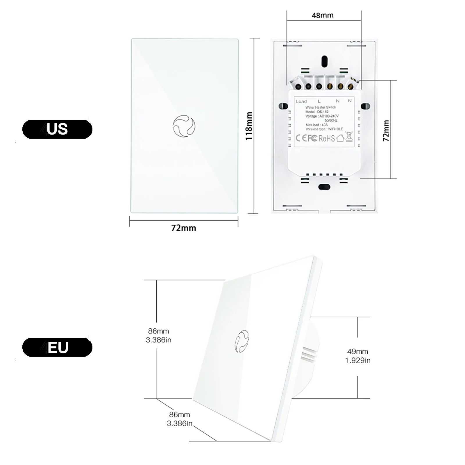 WiFi Boiler Switch Zigbee Water Heater Controller EU/US 40A Tuya Smart APP Remote Control Alexa Google Home Voice Glass Panel