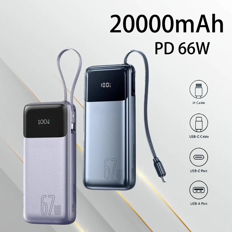 67W Fast Charging Power Bank 20000mAh Large Capacity Portable External Battery Charger For Emergency Daily Travel Use