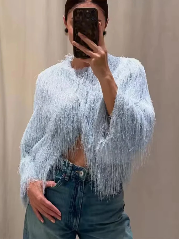 Tassel Decoration Short Coats Women's Fashion Wrist Sleeve Jackets for Women 2026 Elegant Office Ladies Casual Outerwear ﻿