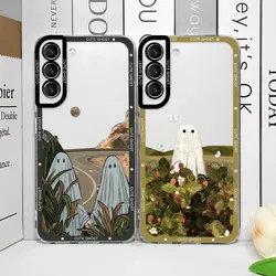 Cute Ghost Sunflower Art Case for Samsung Galaxy S22 S 21 S23 S24 S25 Ultra Plus FE 5G Shockproof Soft Clear Phone Covers Fundas