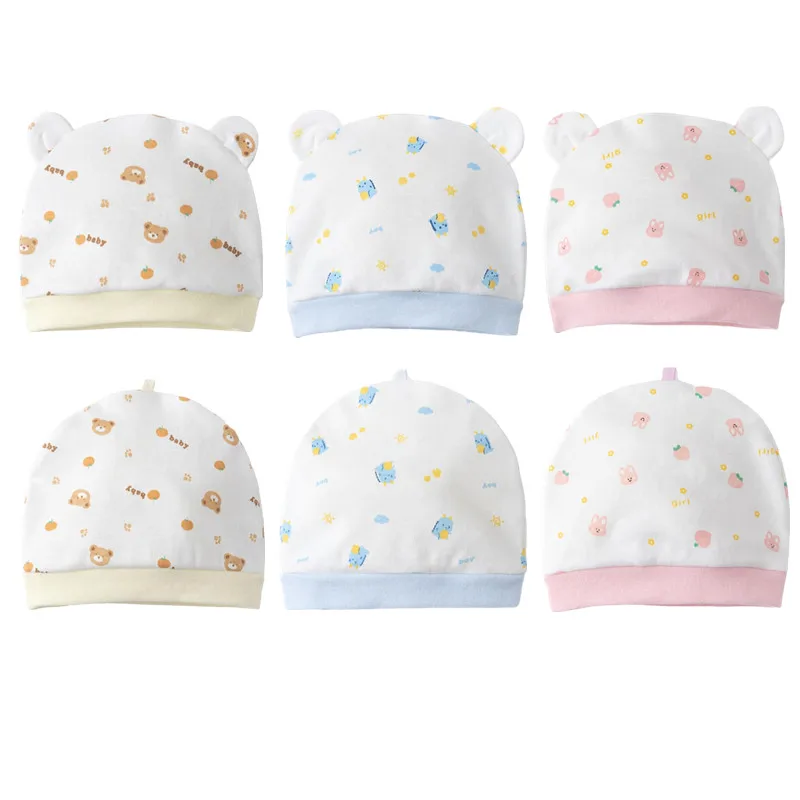 

Cartoon Baby Cap Soft Cotton Spring Summer Newborn Hospital Fetal Hat For 0-3 Months Baby Boys Girls Bonnet