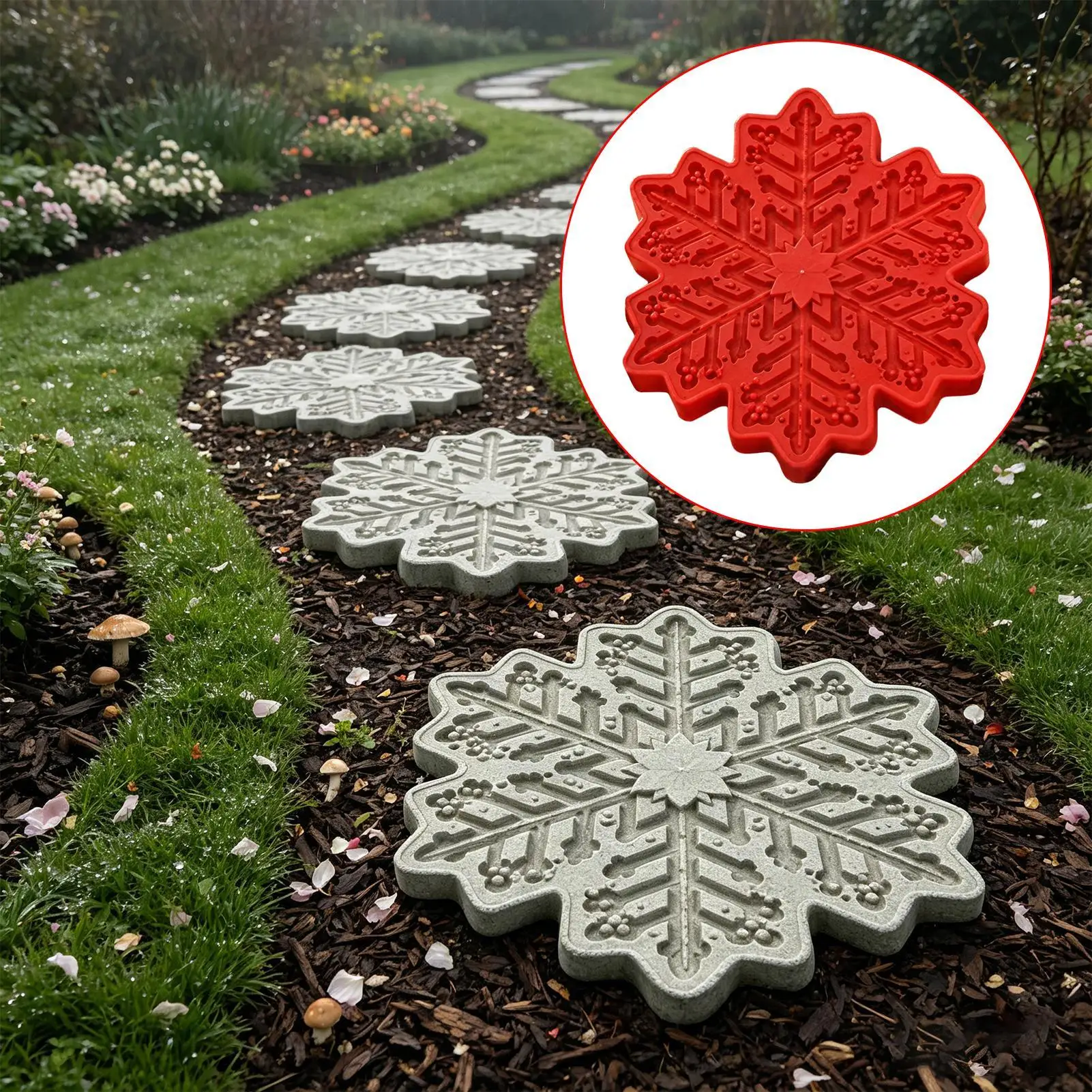 Zementformen, Silikonformen für Trittsteine, für Beton, einfache Entformung, Sonnenblumen-Betonform für Außenlandschaft, Rasen, Terrasse – Detail 3