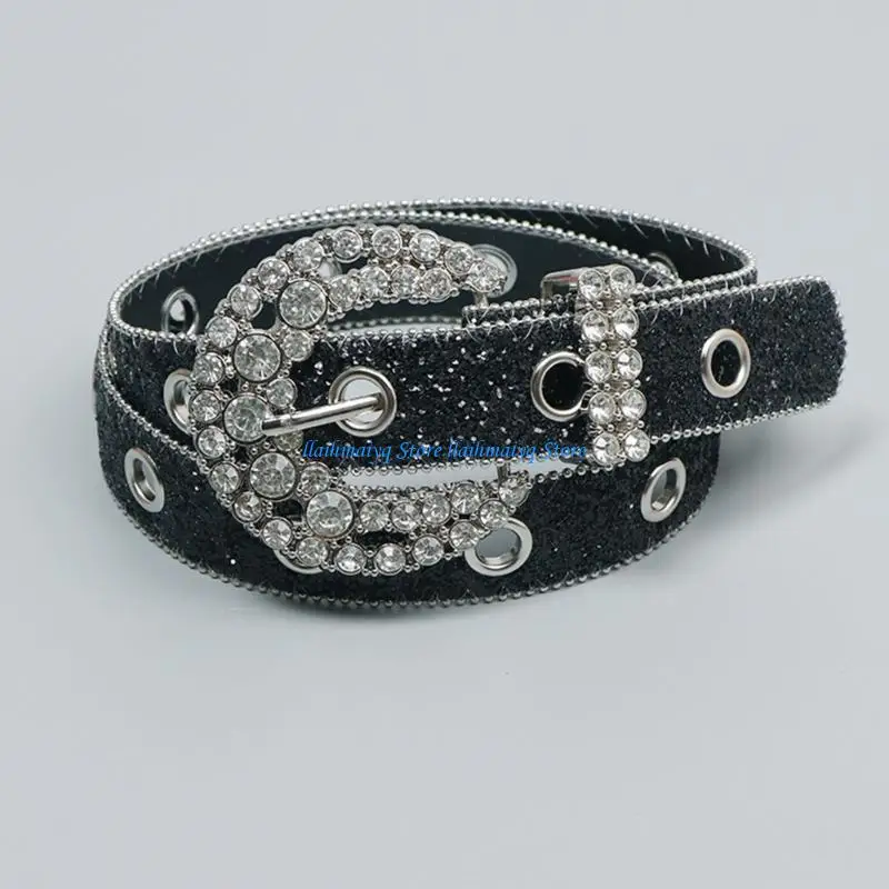 

573B Bling Belt Studded Belt Sequin Waist Belt Jeans Women Western belt