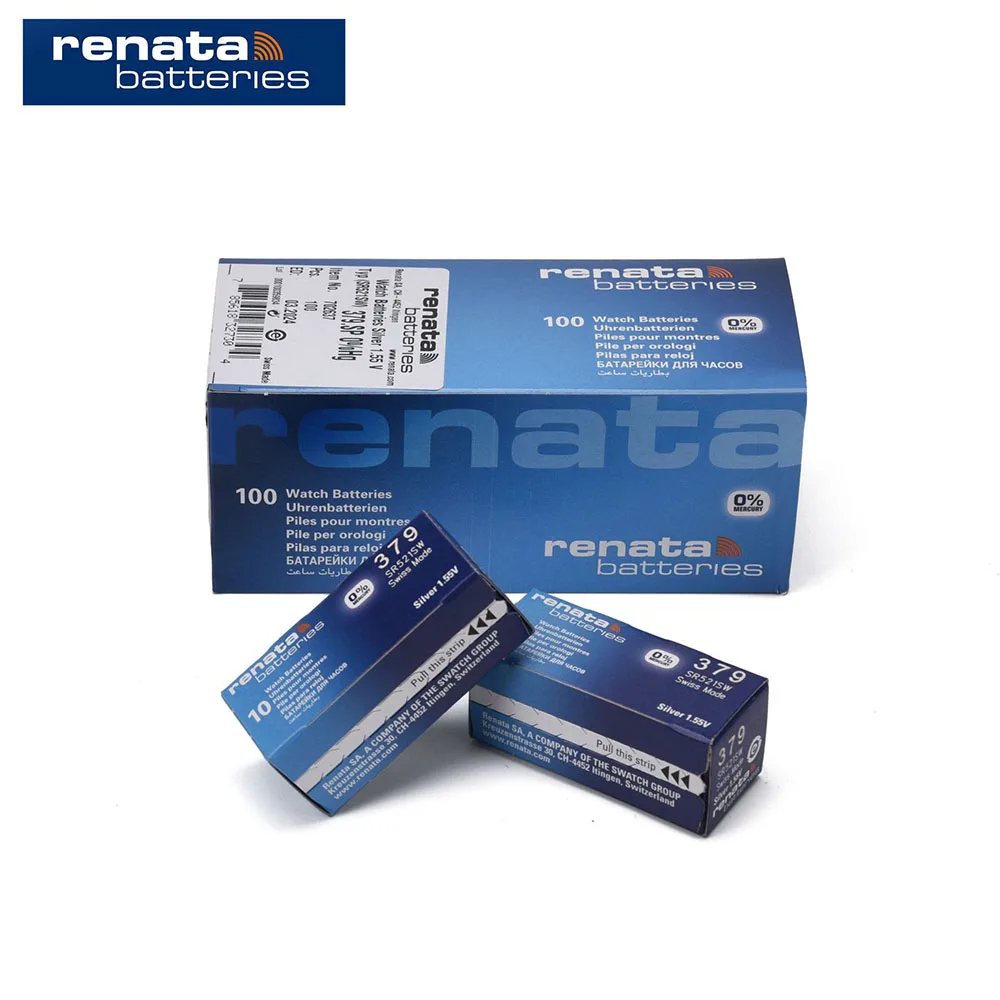 10Xrenata Silver Oxide Watch Battery 379 SR521SW 521 1.55V  100% original brand renata 379 renata 521 battery