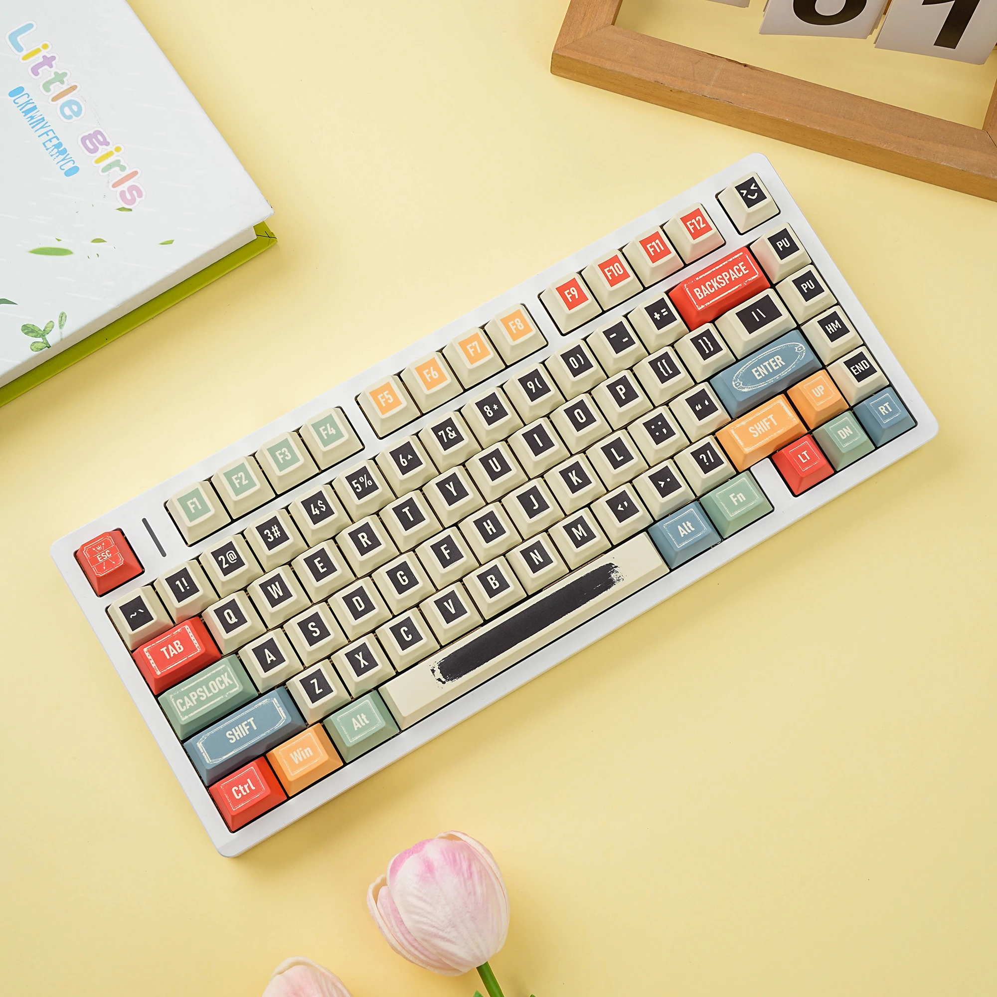 Retro Keycaps German Korean Spanish French 5-Side Dye-Sub ISO ANSI by 143 Keys For Mechanical Keyboard Wooting