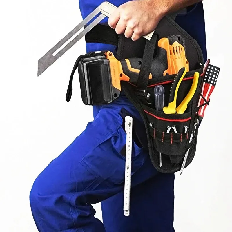 Portable Heavy Duty Drill Holster Electrician Tool Bag Drill Chuck Belt Storage Pocket For Cordless Drill Professional Tool Bag