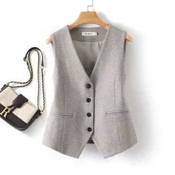 Summer V-Neck Vest Women Thin Loose Waistcoat Single Breasted Sleeveless Blazer Female Slim Short Vest Femme Slim Buttons