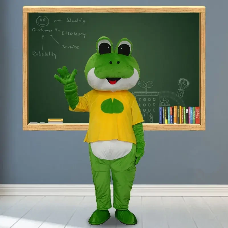 Costume de mascotte de dessin animé grenouille, T-shirt coupe cosplay, cérémonie publicitaire, robe de paupières, fête d'animaux, accessoires de spectacle sur scène, carnaval