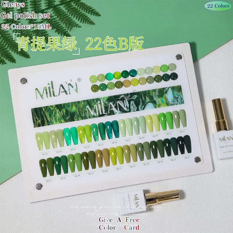 

Glenys 22 color nail polish glue popular color matching card semi permanent immersion gel nail salon varnish set 15ml
