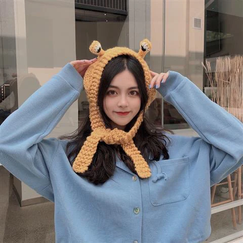 Winter Skullies  Women Frog Hat Crochet Knitted Hat Costume Beanie Hats Cap  Gift  Anime Hat Photography Prop Girl Party Yellow