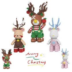 The latest Christmas production dream white elk violent bear splicing building block toy model display holiday atmosphere holida