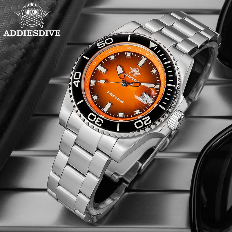 ADDIESDIVE Man Classic Watch Japan 2115 Quartz Watches BGW9 Luminous Ceramic Bezel 200m Waterproof Sports Watch Stainless Steel