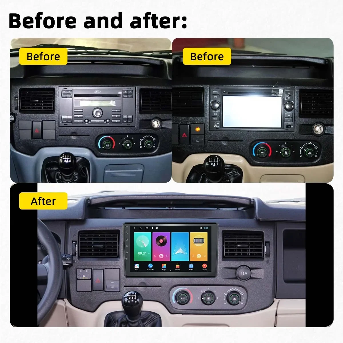 Car Multimedia Player for Ford New Transit 2009 - 2019 Focus 2005-2010 2 Din Android Radio Screen Stereo Head Unit Autoradio GPS