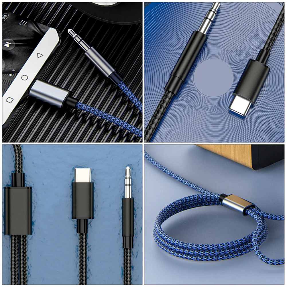 

1pc 3.5Mm For Car Stereos Aux Car Audio Adapter Cable Vehicle Mounted Transfer Cable Woven Wire Durable Cord