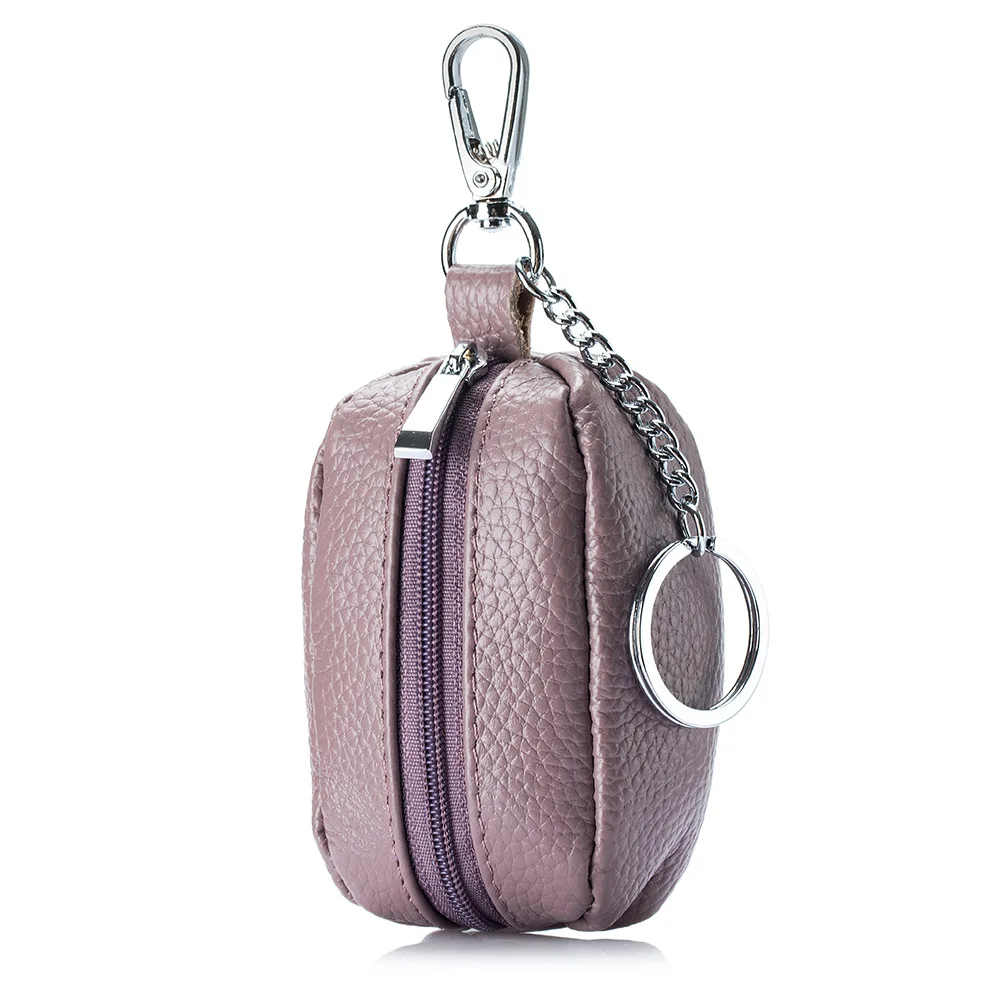 Bolso pequeño de cuero genuino para mujer, monedero con llavero, suave, versátil, marca de lujo