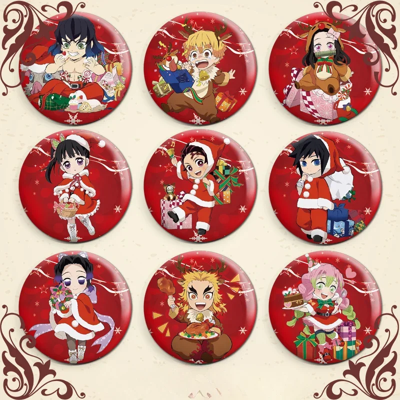 5.8cm Anime Figure Kamado Tanjirou Kamado Nezuko Agatsuma Zenitsu Anime Exquisite Brooches Trendy Badge Collar Christmas Gifts